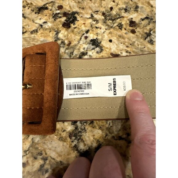 New Express Women’s Belt Brown Gold Color Buttons Size Small / Medium Y2K - Picture 2 of 10